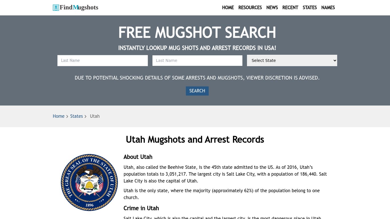 Find Utah Mugshots - Find Mugshots