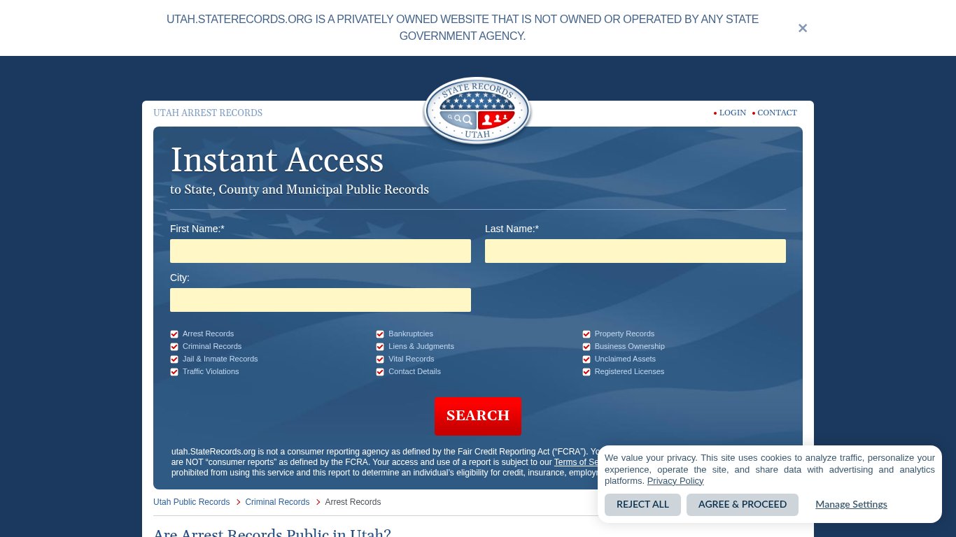 Utah Arrest Records | StateRecords.org