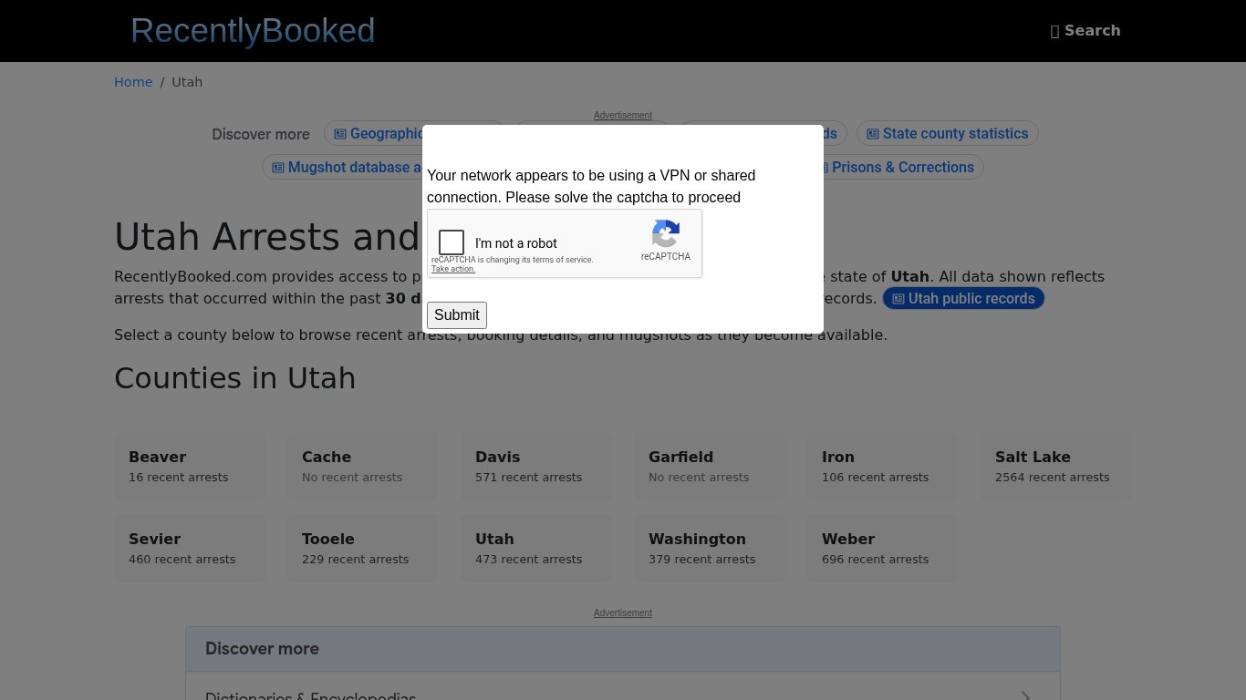 Recent bookings, Arrests, Mugshots in Utah - Recently Booked
